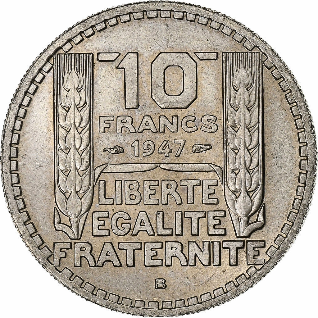 France, 10 Francs, Turin, 1947, Beaumont - Le Roger, Copper-nickel, MS(60-62)
