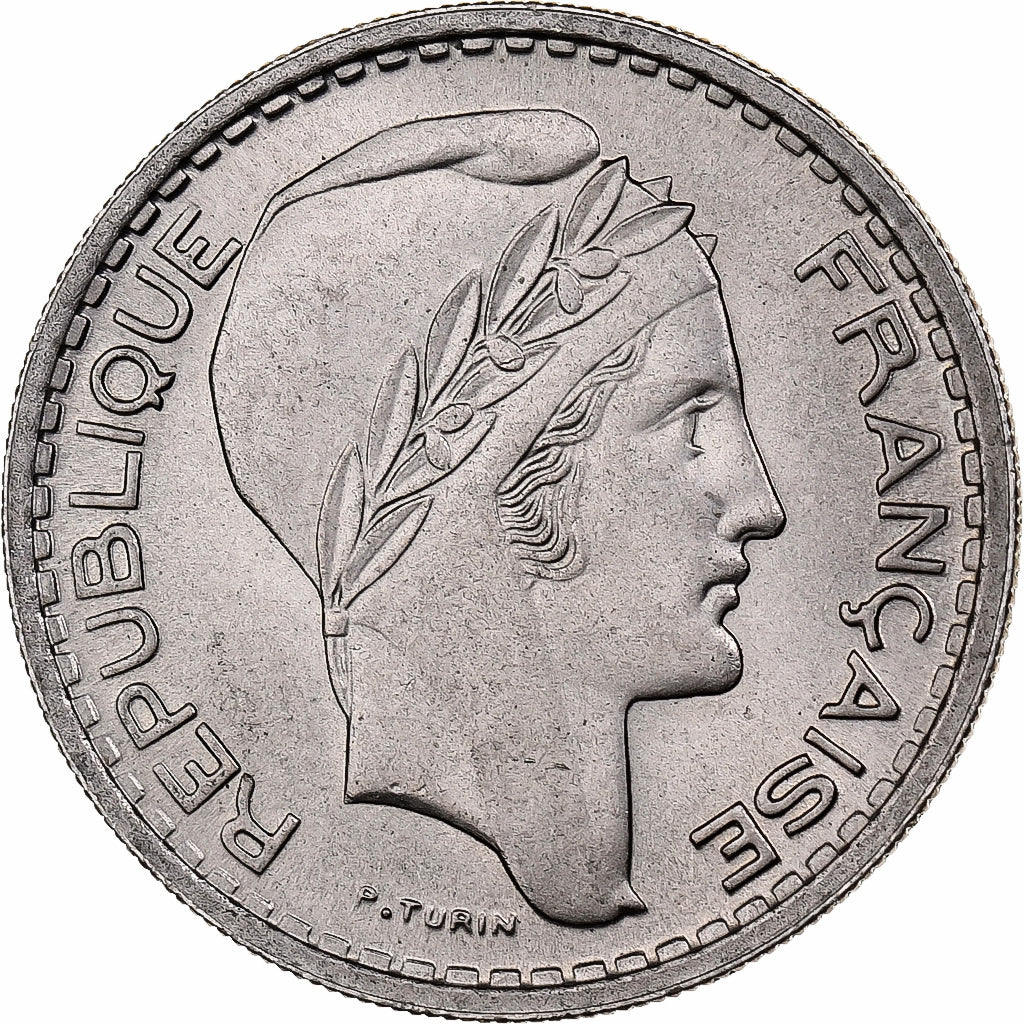 França, 10 Francs, Turin, 1948, Beaumont - Le Roger, Cobre-níquel, AU(55-58)