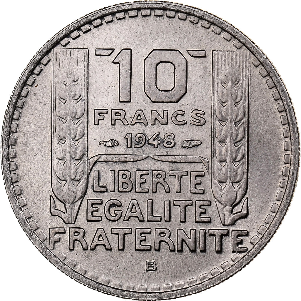França, 10 Francs, Turin, 1948, Beaumont - Le Roger, Cobre-níquel, AU(55-58)