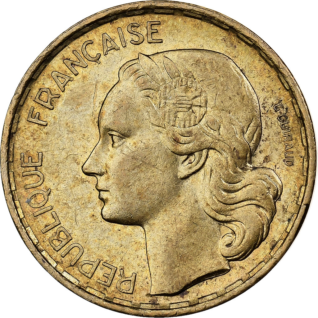 Frankreich, 20 Francs, Guiraud, 1951, Paris, Aluminum-Bronze, S+, KM:917.1