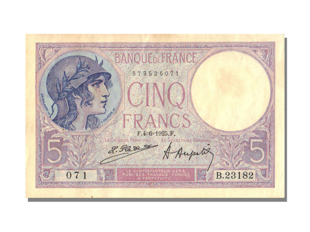 Biljet, Frankrijk, 5 Francs, 5 F 1917-1940 ''Violet'', 1925, 1925-06-04, SUP