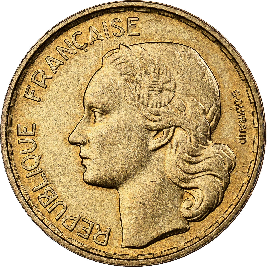 Frankreich, 20 Francs, Guiraud, 1951, Beaumont - Le Roger, Aluminum-Bronze, SS+