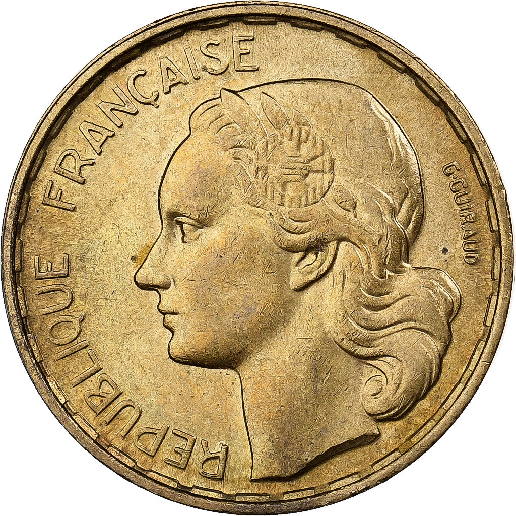 Francia, 20 Francs, Guiraud, 1952, Paris, Aluminio - bronce, EBC, KM:917.1