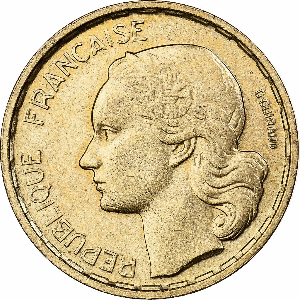 Frankrijk, 20 Francs, Guiraud, 1950, Paris, Aluminum-Bronze, ZF+, KM:917.1