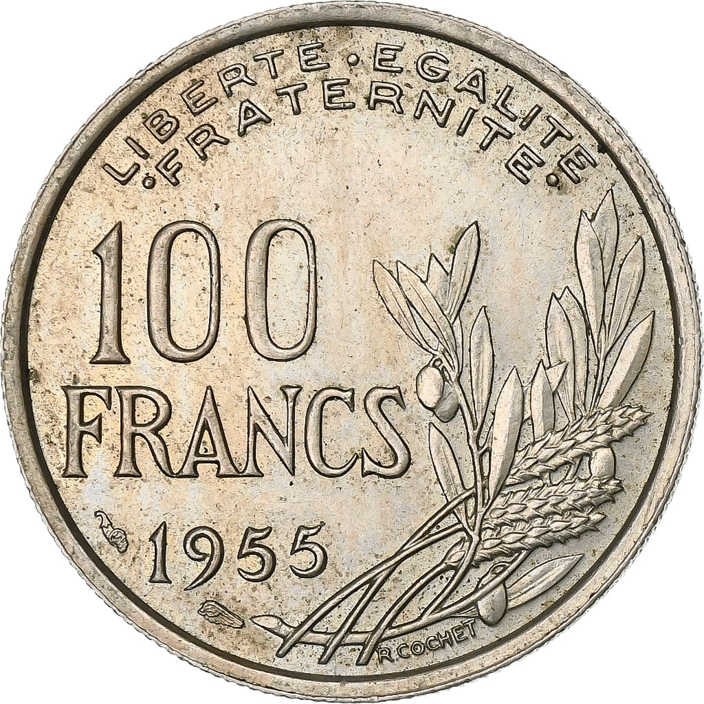 Francia, 100 Francs, Cochet, 1955, Rame-nichel, SPL-, KM:919.1