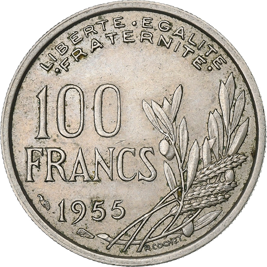 Francia, 100 Francs, Cochet, 1955, Rame-nichel, BB, KM:919.1