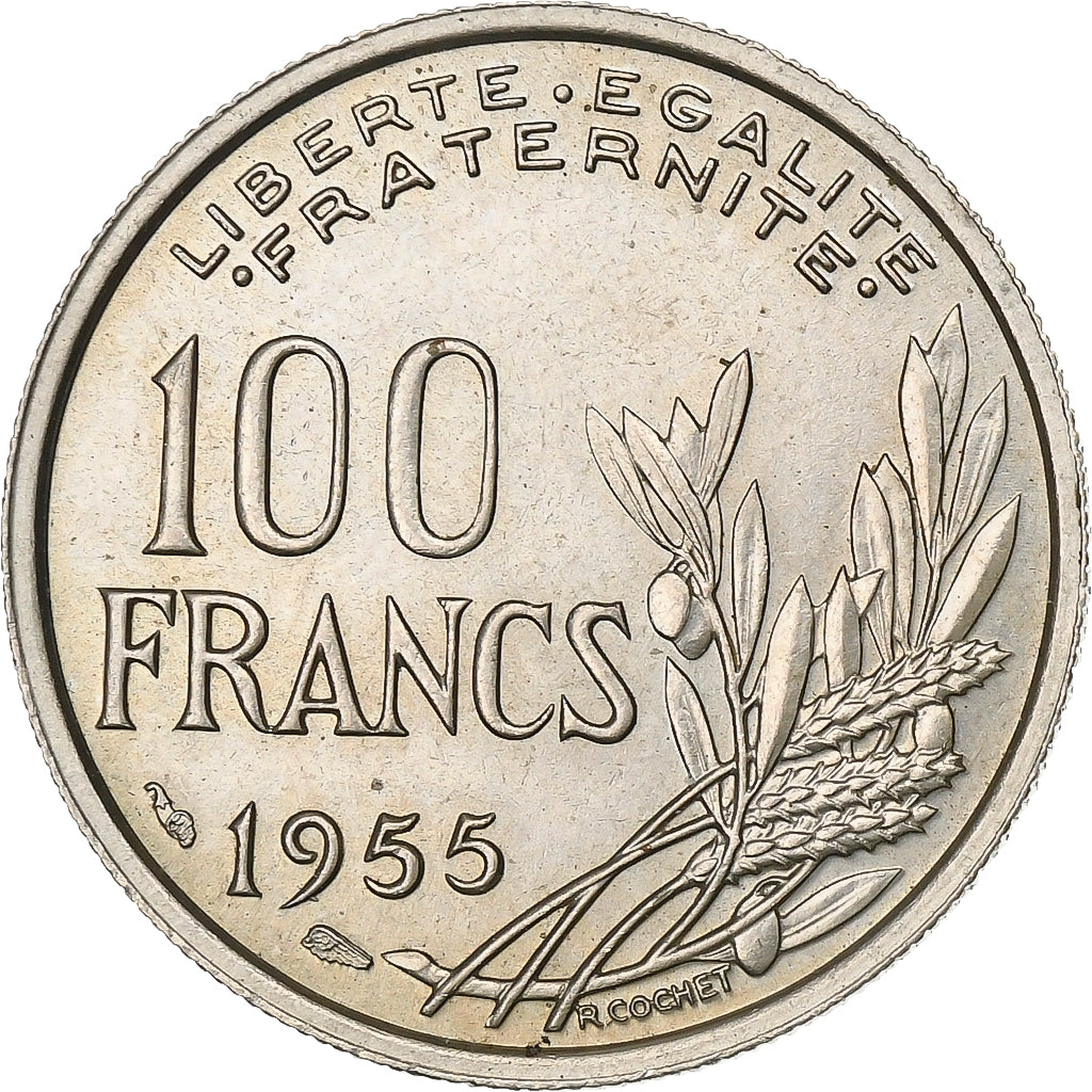 Francia, 100 Francs, Cochet, 1955, Rame-nichel, BB+, KM:919.1