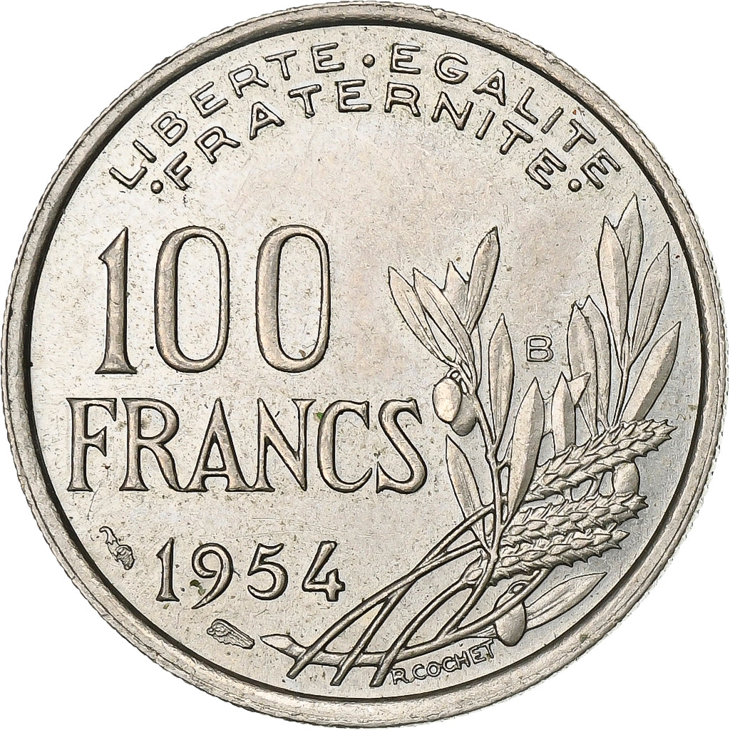 Francia, 100 Francs, Cochet, 1954, Beaumont - Le Roger, Rame-nichel, SPL-
