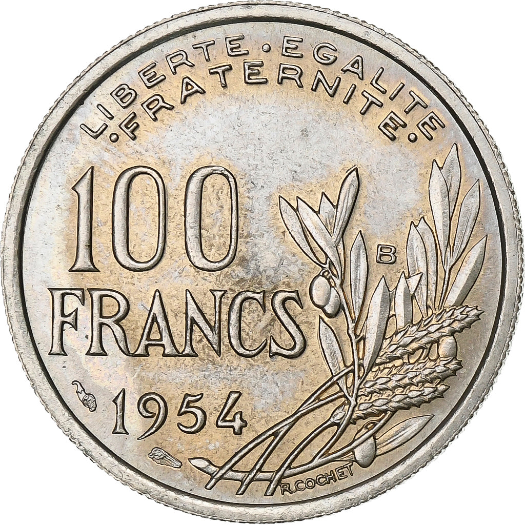 Francia, 100 Francs, Cochet, 1954, Beaumont - Le Roger, Rame-nichel, SPL