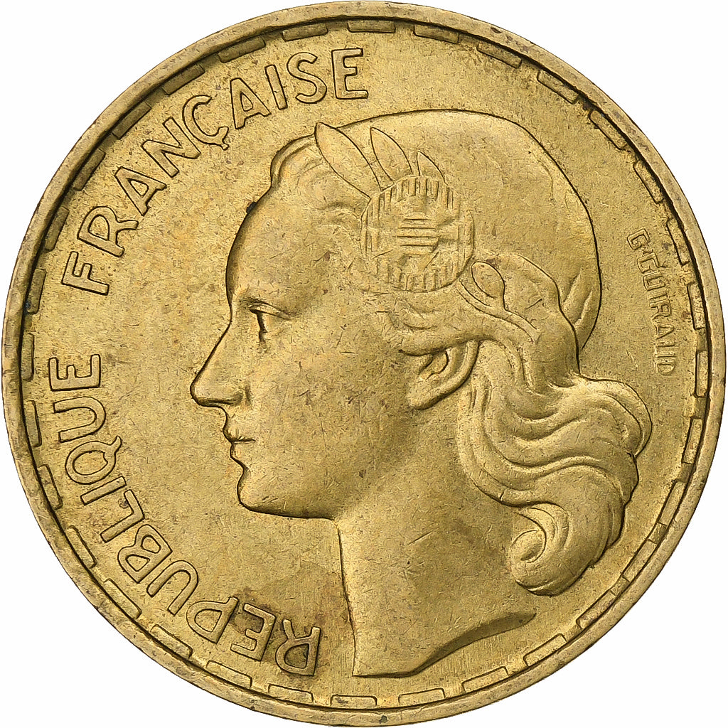 Francia, 50 Francs, Guiraud, 1952, Paris, Aluminio - bronce, MBC, KM:918.1