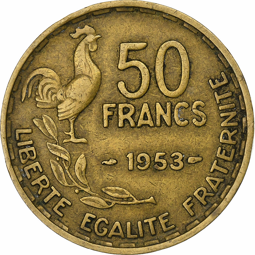 Frankreich, 50 Francs, Guiraud, 1953, Paris, Aluminum-Bronze, SS, KM:918.1