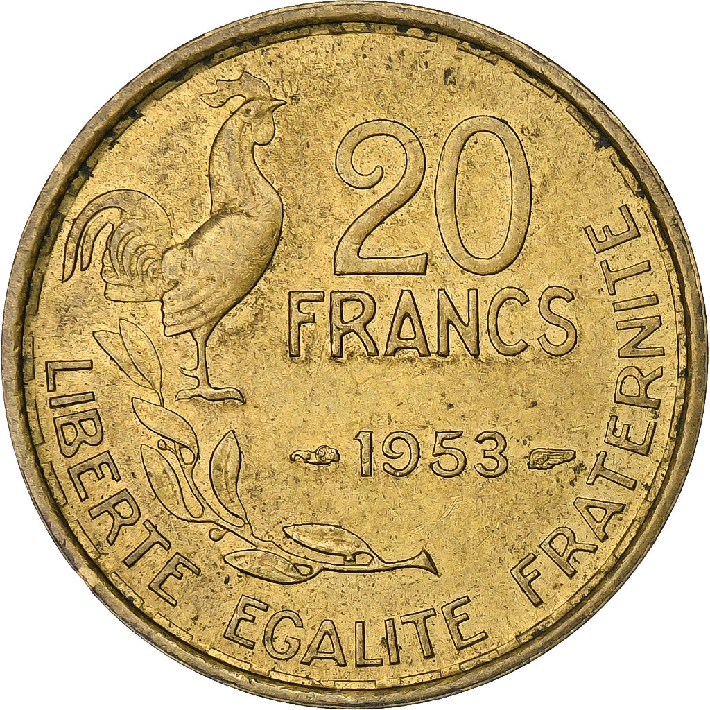 Frankreich, 20 Francs, Guiraud, 1953, Paris, Aluminum-Bronze, SS, KM:917.1