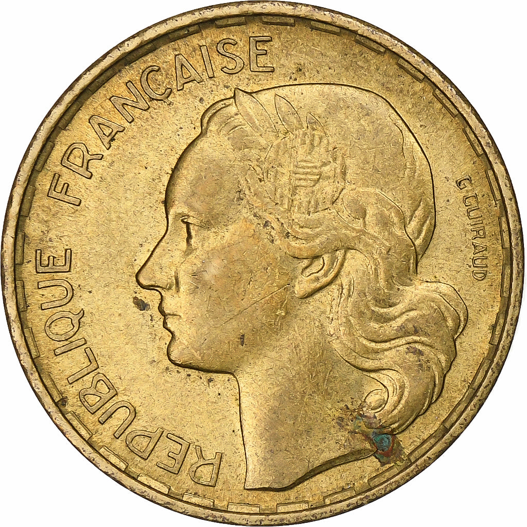 Francja, 20 Francs, Guiraud, 1952, Beaumont - Le Roger, Aluminium-Brąz