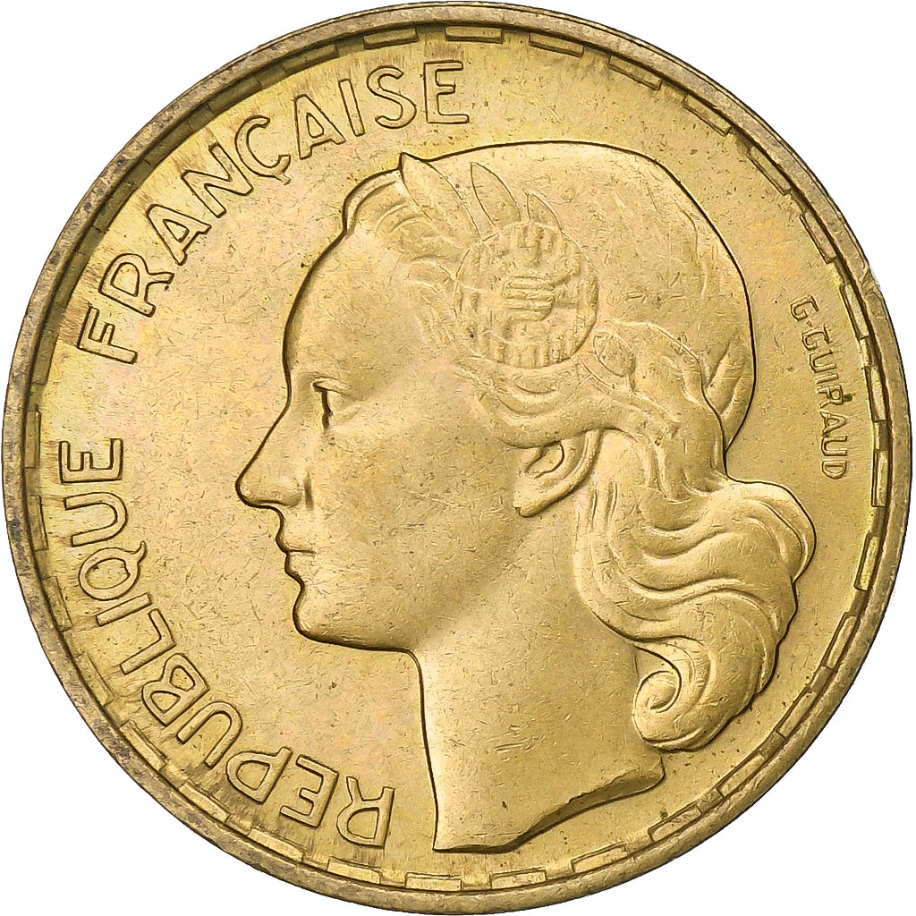 Frankrijk, 20 Francs, Guiraud, 1953, Beaumont - Le Roger, Aluminum-Bronze, ZF