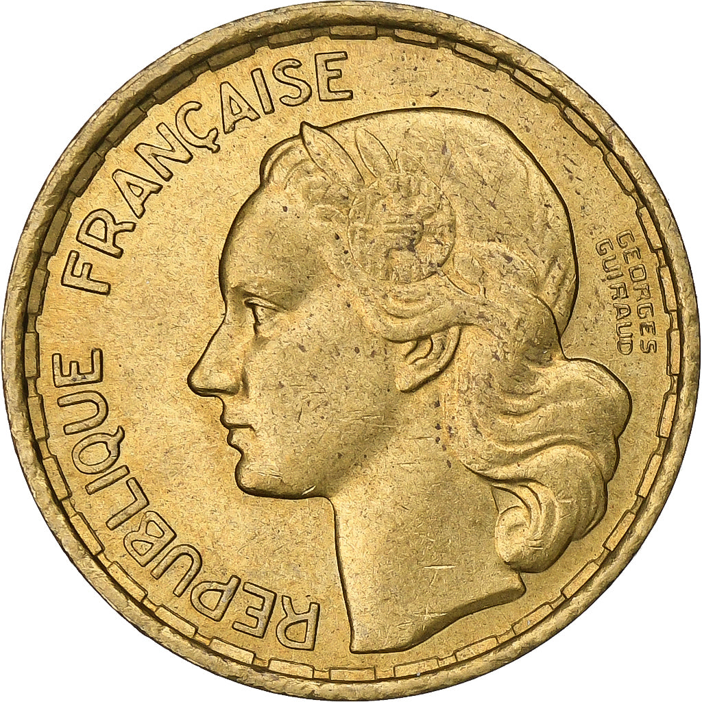 Frankreich, 20 Francs, Guiraud, 1950, Paris, Aluminum-Bronze, VZ, KM:916.1