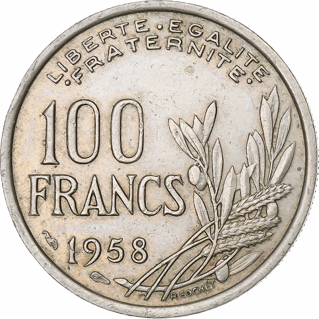Francia, 100 Francs, Cochet, 1958, Rame-nichel, BB, KM:919.1