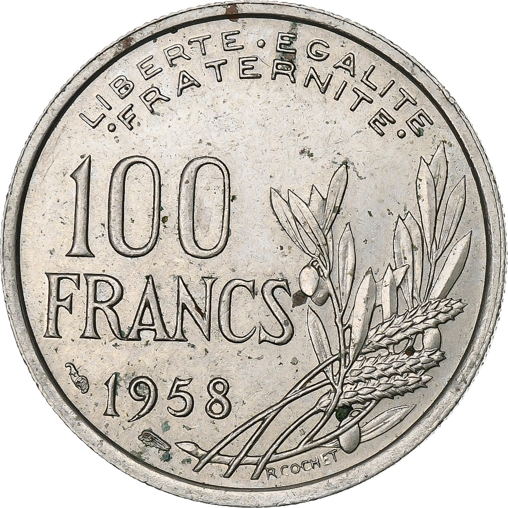 França, 100 Francs, Cochet, 1958, Cobre-níquel, VF(30-35), KM:919.1