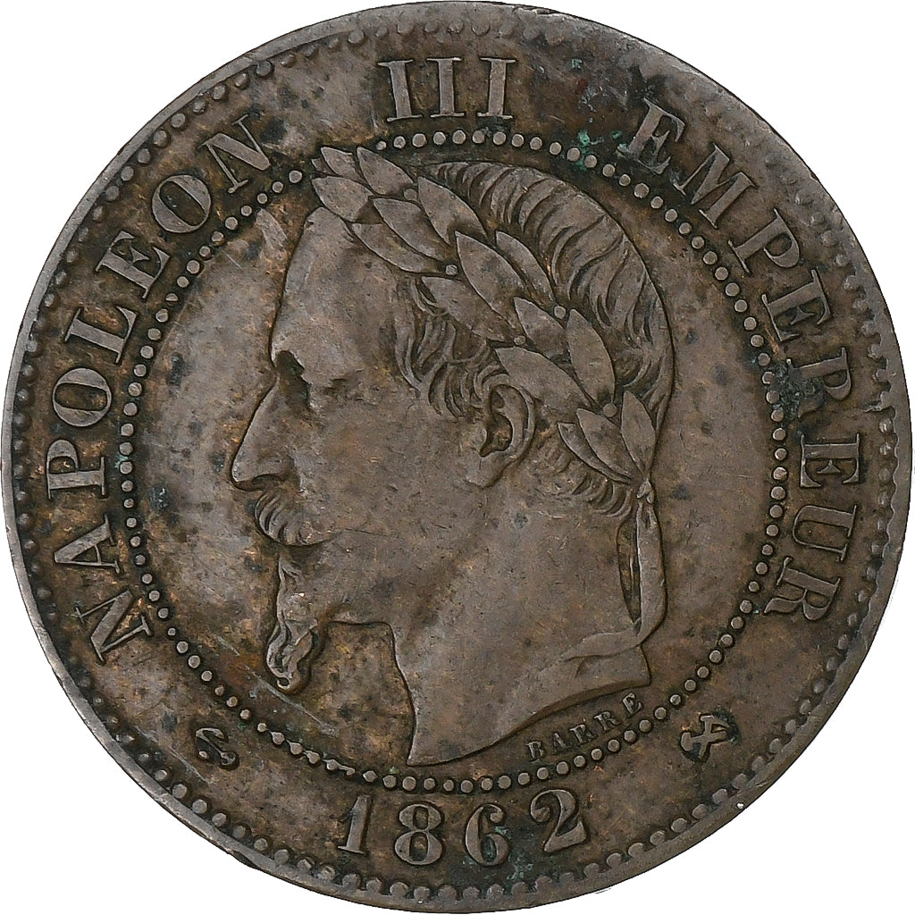 Francja, Napoleon III, 2 Centimes, Napoléon III, 1862, Bordeaux, Brązowy