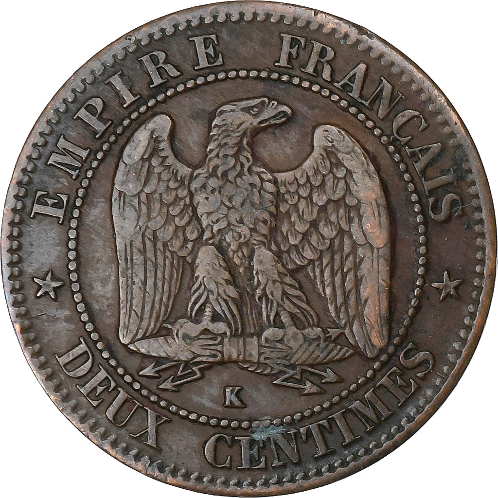 France, Napoleon III, 2 Centimes, Napoléon III, 1862, Bordeaux, Bronze