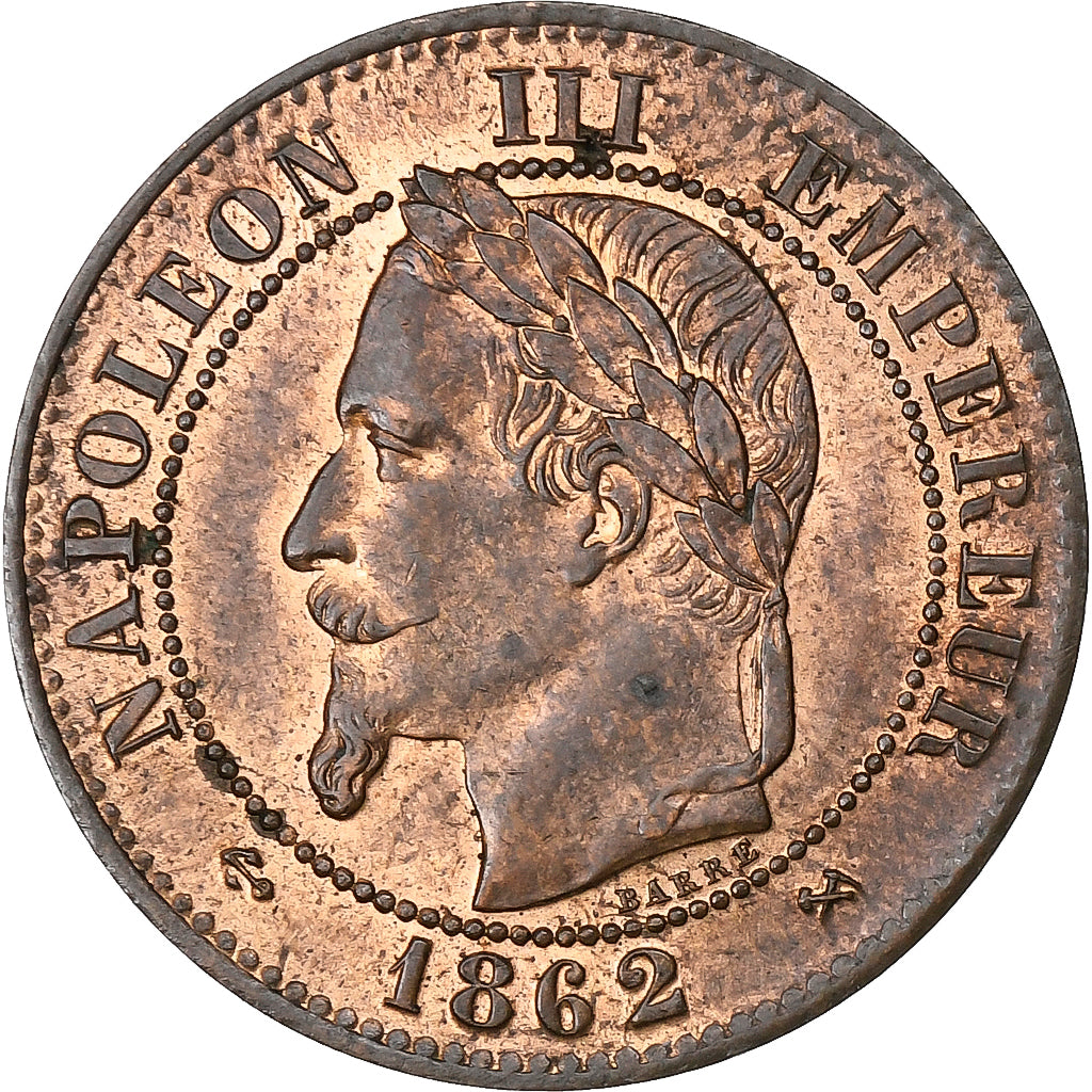 Francja, Napoleon III, 2 Centimes, Napoléon III, 1862, Bordeaux, Brązowy