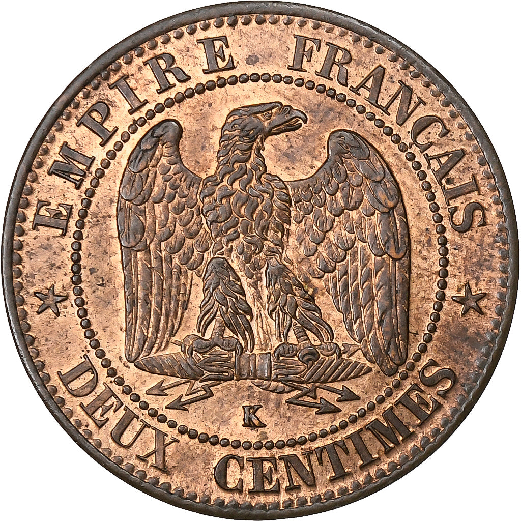 Francja, Napoleon III, 2 Centimes, Napoléon III, 1862, Bordeaux, Brązowy