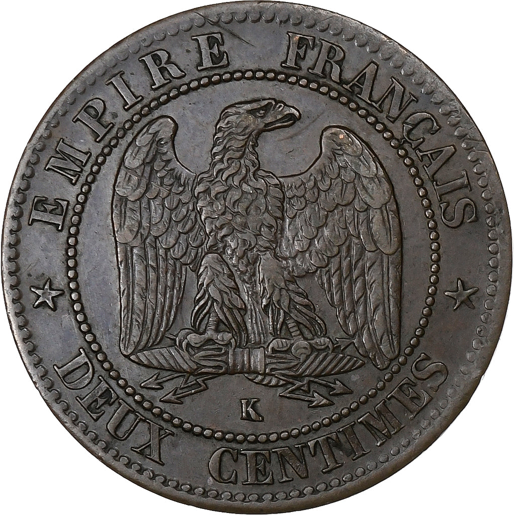 Francia, Napoleon III, 2 Centimes, Napoléon III, 1862, Bordeaux, Bronzo, BB+