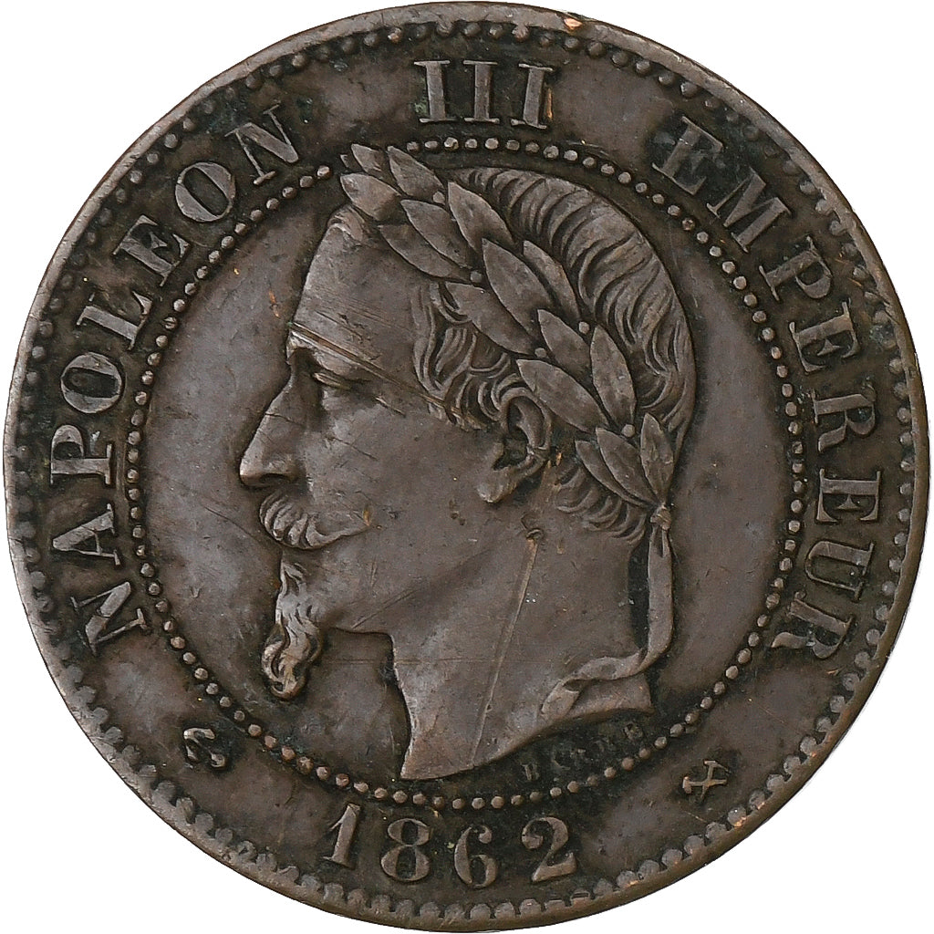 Frankrijk, Napoleon III, 2 Centimes, Napoléon III, 1862, Bordeaux, Bronzen