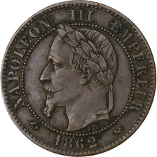 Frankrijk, Napoleon III, 2 Centimes, Napoléon III, 1862, Bordeaux, Bronzen