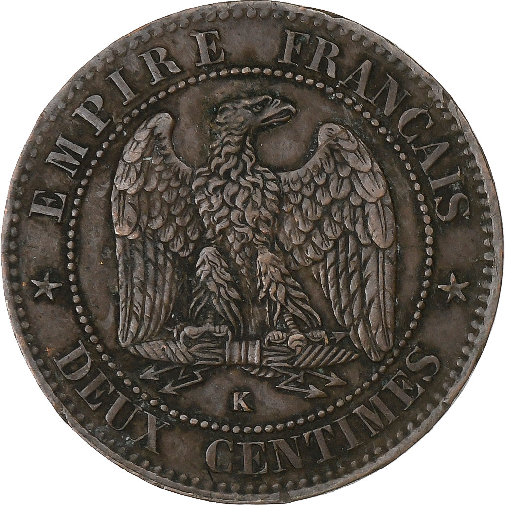 Frankrijk, Napoleon III, 2 Centimes, Napoléon III, 1862, Bordeaux, Bronzen