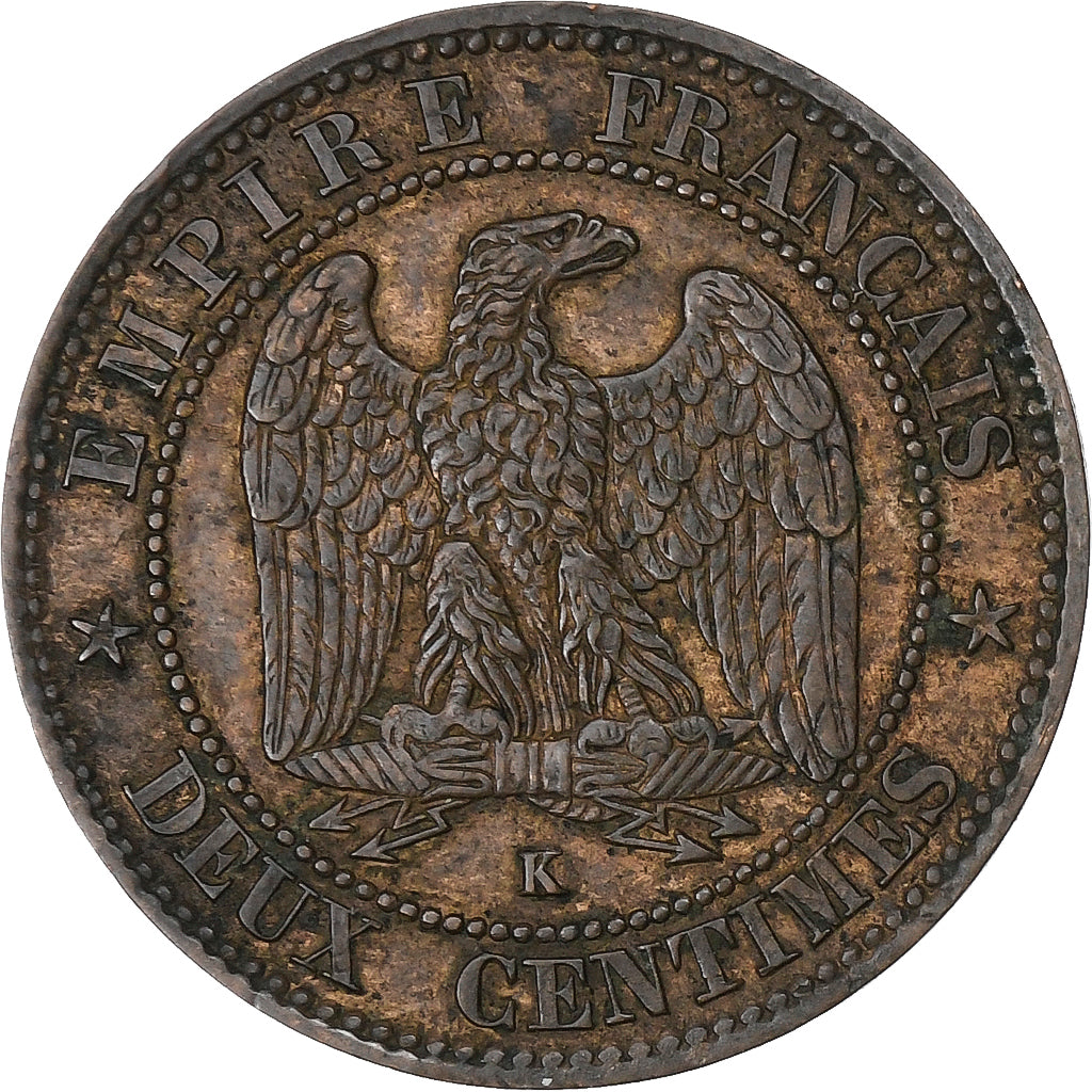 France, Napoleon III, 2 Centimes, Napoléon III, 1862, Bordeaux, Bronze