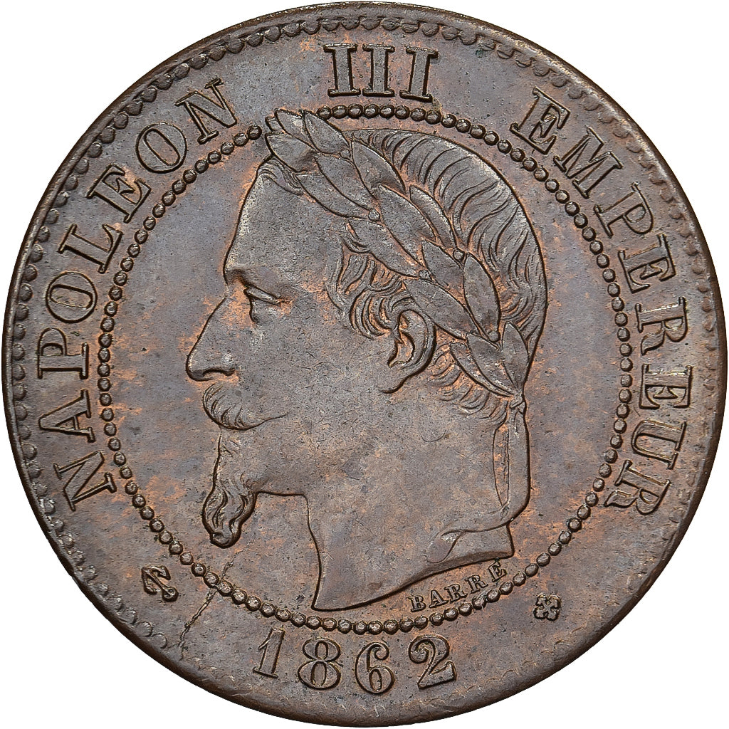France, Napoleon III, 2 Centimes, Napoléon III, 1862, Strasbourg, Bronze