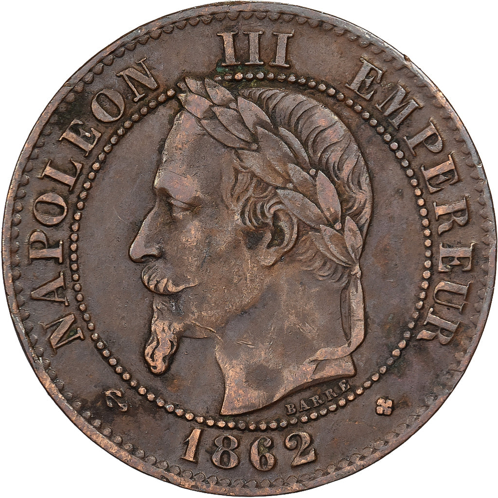 France, Napoléon III, 2 Centimes, Napoléon III, 1862, Strasbourg, Bronze, TTB