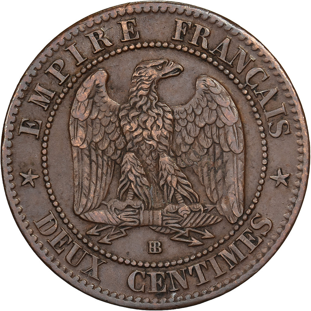 France, Napoléon III, 2 Centimes, Napoléon III, 1862, Strasbourg, Bronze, TTB