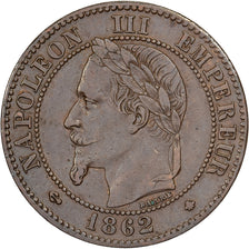 France, Napoleon III, 2 Centimes, Napoléon III, 1862, Paris, Bronze, EF(40-45)