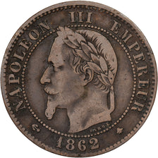 France, Napoleon III, 2 Centimes, Napoléon III, 1862, Paris, Bronze, VF(30-35)