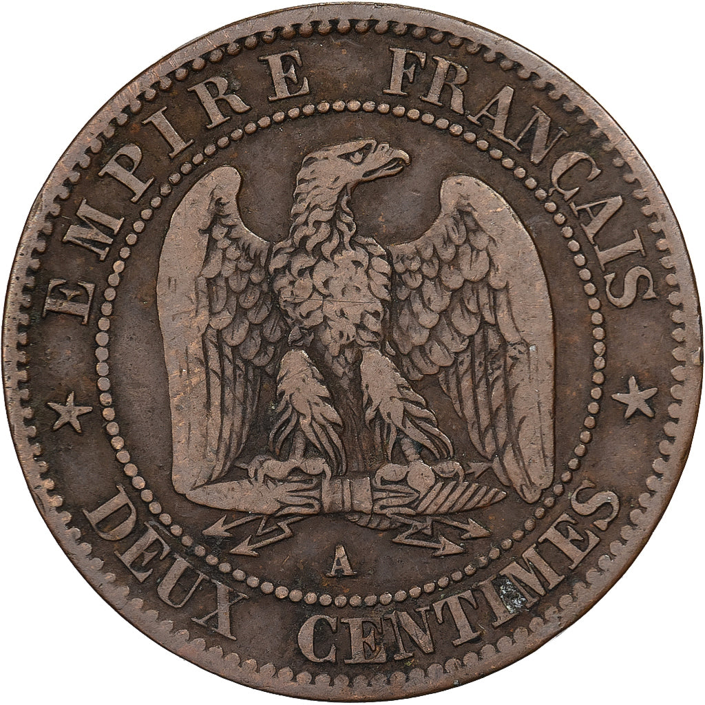 France, Napoleon III, 2 Centimes, Napoléon III, 1862, Paris, Bronze, VF(30-35)