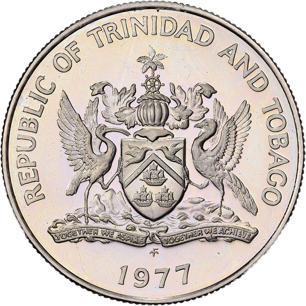 TRINDADE E TOBAGO, 25 Cents, 1977, Cobre-níquel, PROOF DETAILS, KM:32