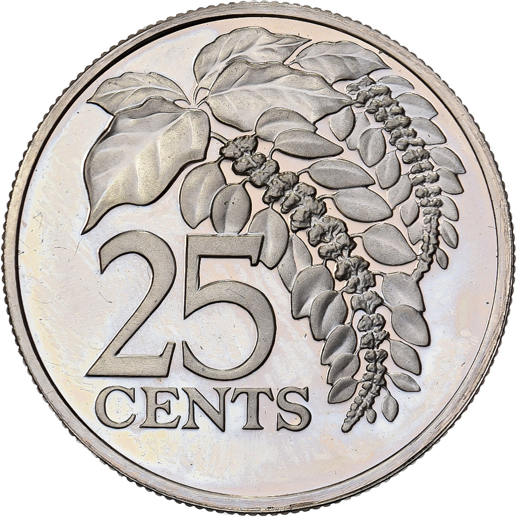 TRINDADE E TOBAGO, 25 Cents, 1977, Cobre-níquel, PROOF DETAILS, KM:32