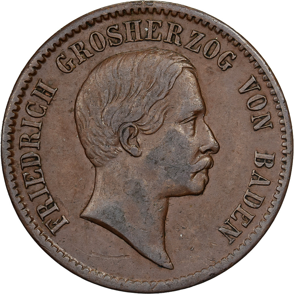 Estados Alemães, BADEN, Friedrich I, Kreuzer, 1856, Cobre, AU(50-53), KM:232