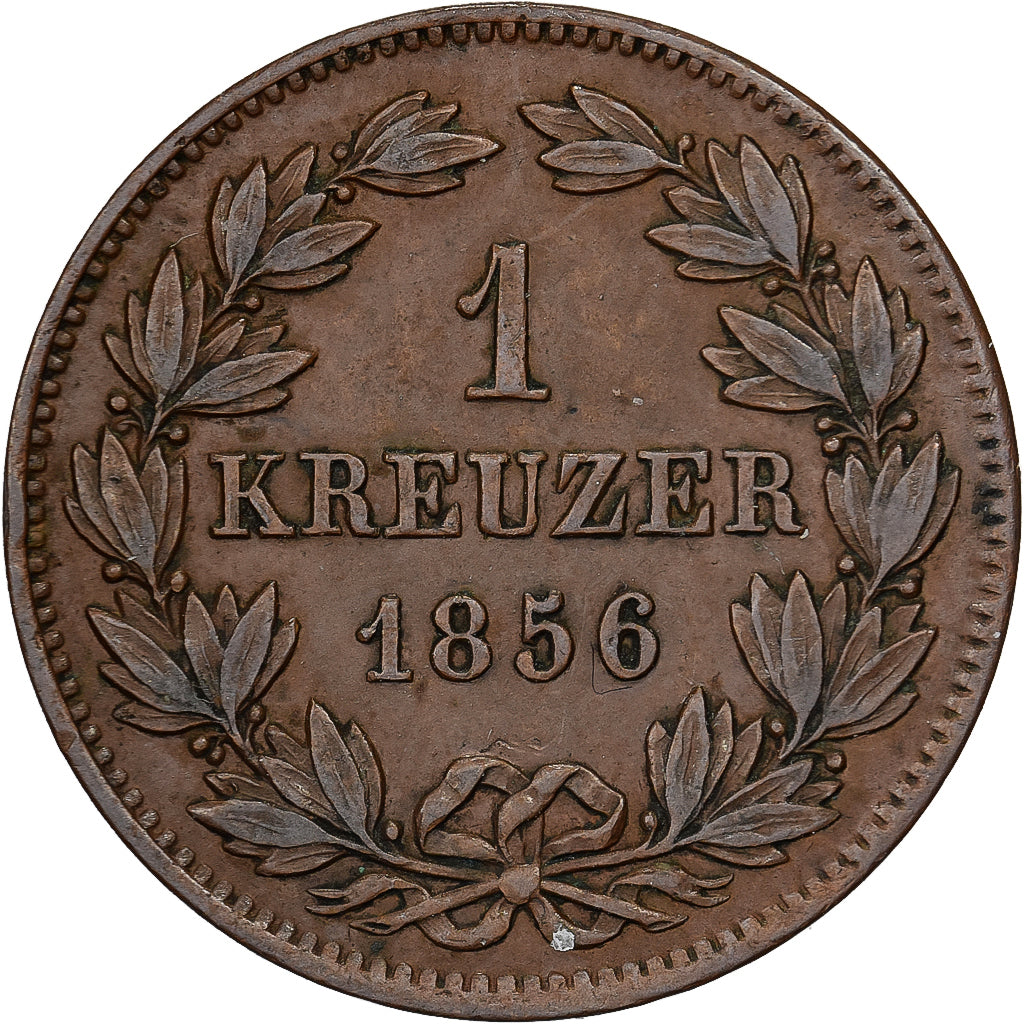 Estados Alemães, BADEN, Friedrich I, Kreuzer, 1856, Cobre, AU(50-53), KM:232