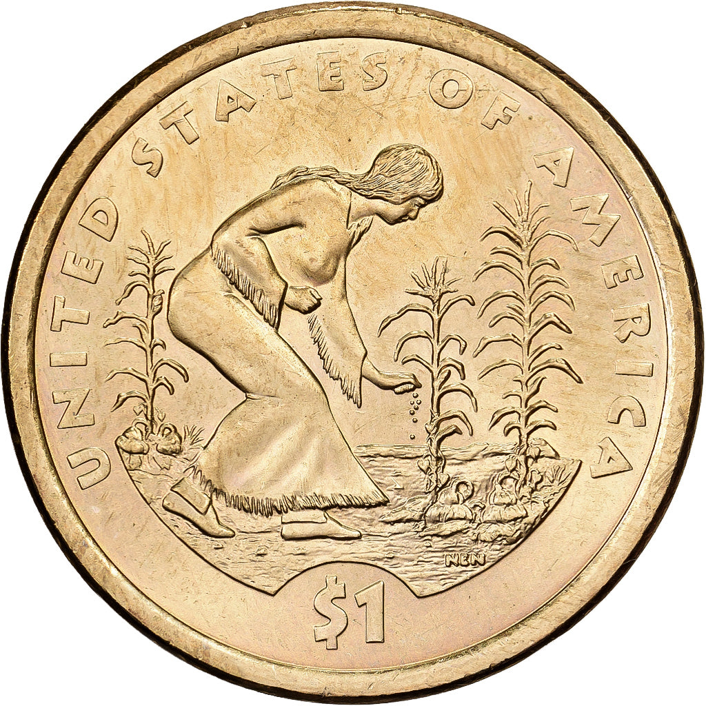 Vereinigte Staaten, Dollar, Native American Dollar - Planting crops reverse