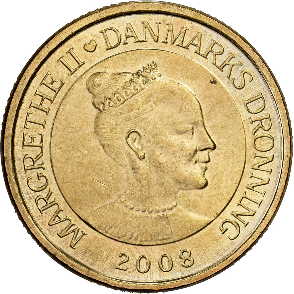 Dinamarca, Margrethe II, 20 Kroner, 2008, Copenhagen, Alumínio-Bronze, MS(63)