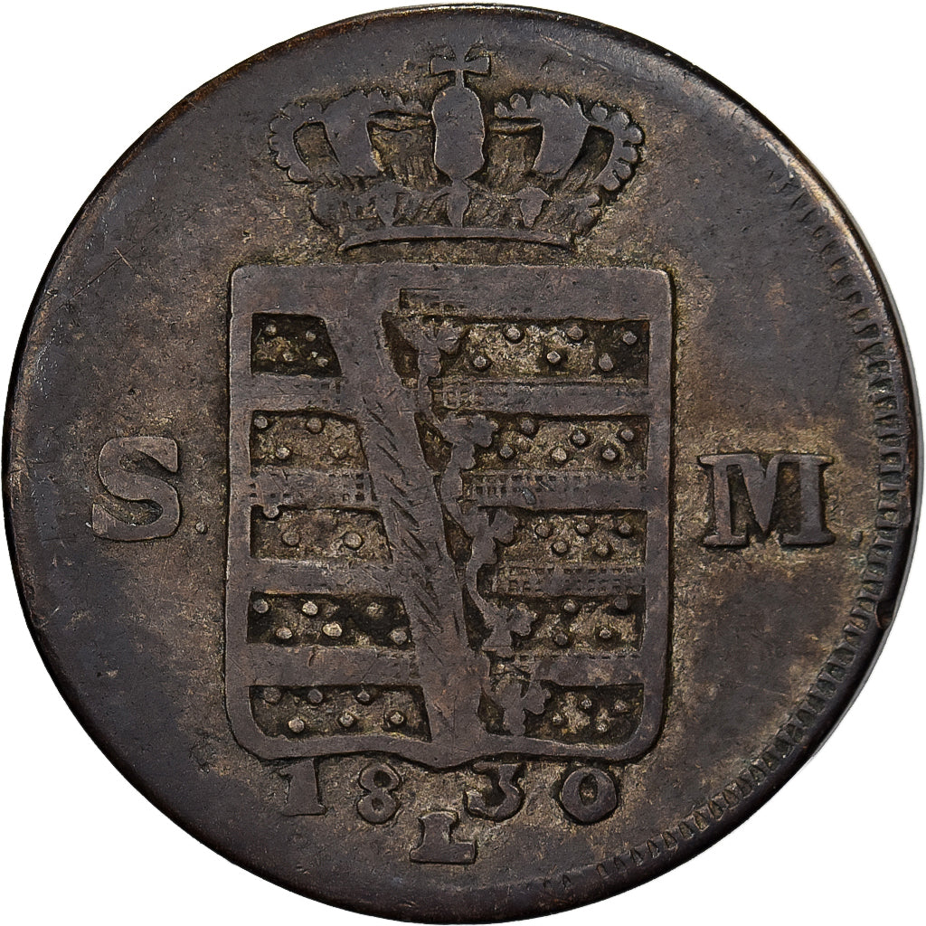 Estados alemanes, SAXE-MEININGEN, Bernhard II, 3 Kreuzer, 1830, Cobre, BC+