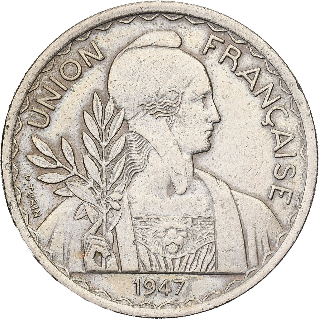 Francuskie Indochiny, Piastre, 1947, Paris, Miedź-Nikiel, AU(50-53), KM:32.1