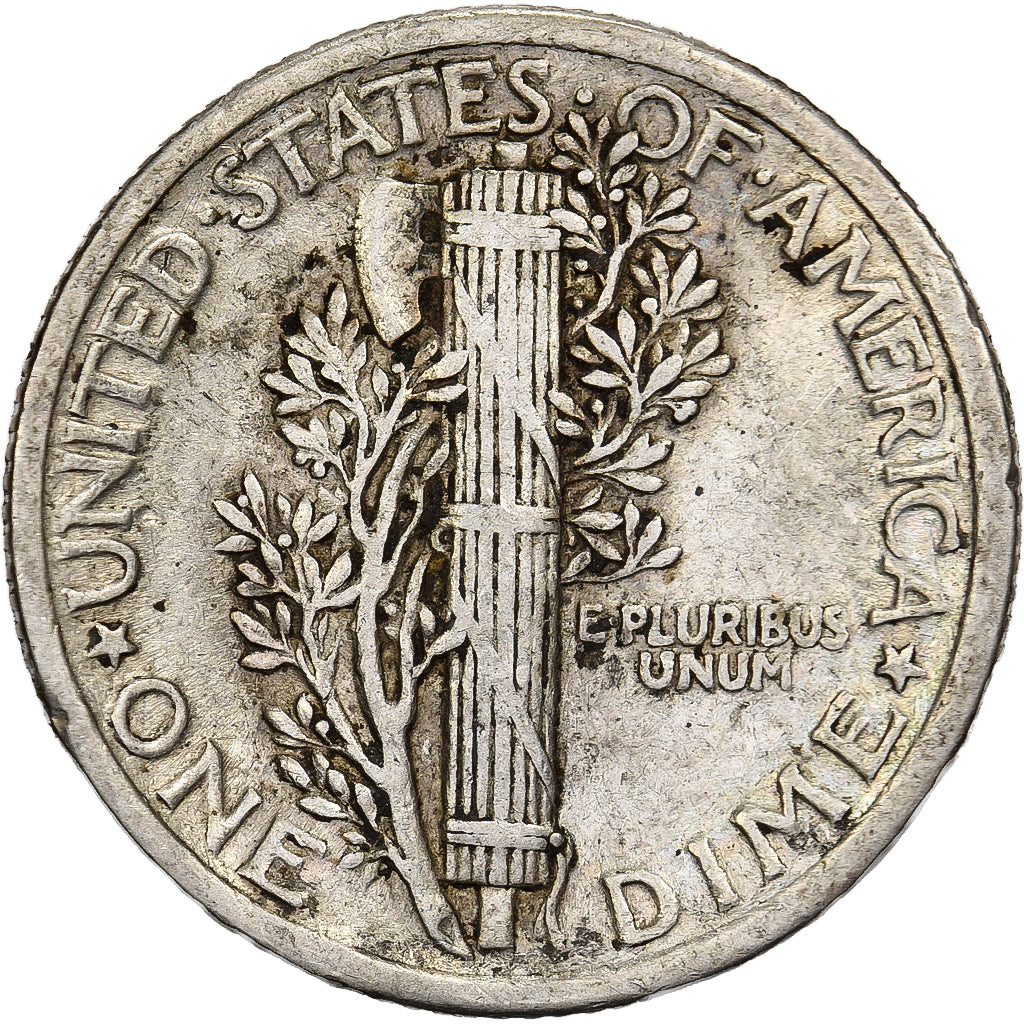 États-Unis, Dime, Mercury Dime, 1917, Philadelphie, Argent, TB+, KM:140