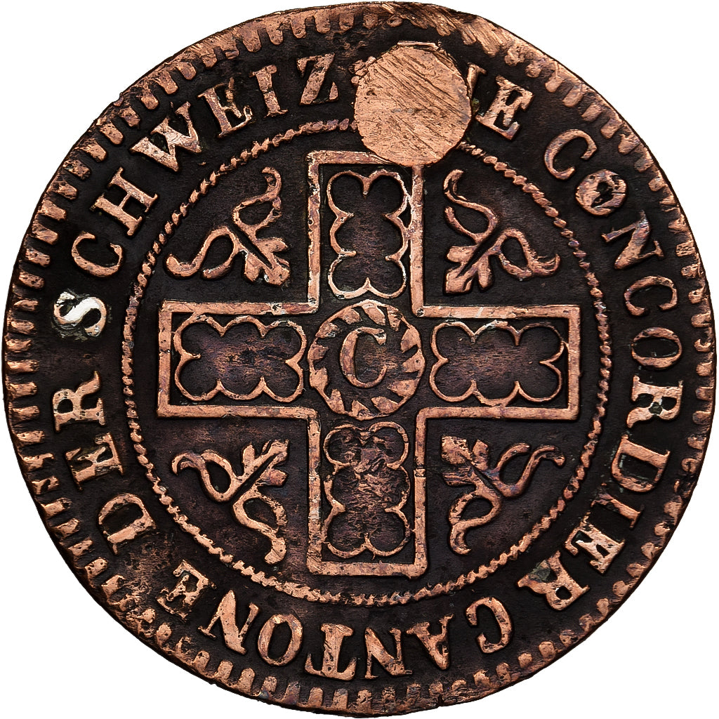 Swiss Cantons, FREIBURG, 2-1/2 Rappen, 1827, Billon, EF(40-45), KM:81