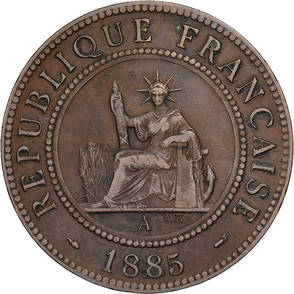 Indochina Francesa, Cent, 1885, Paris, Bronce, MBC, KM:1