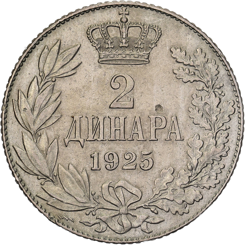 Jugoslawien, Alexander I, 2 Dinara, 1925, Nickel-Bronze, SS, KM:6