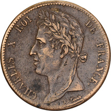 Colonie francesi, Charles X, 5 Centimes, 1825, Paris, Bronzo, BB, KM:10.1