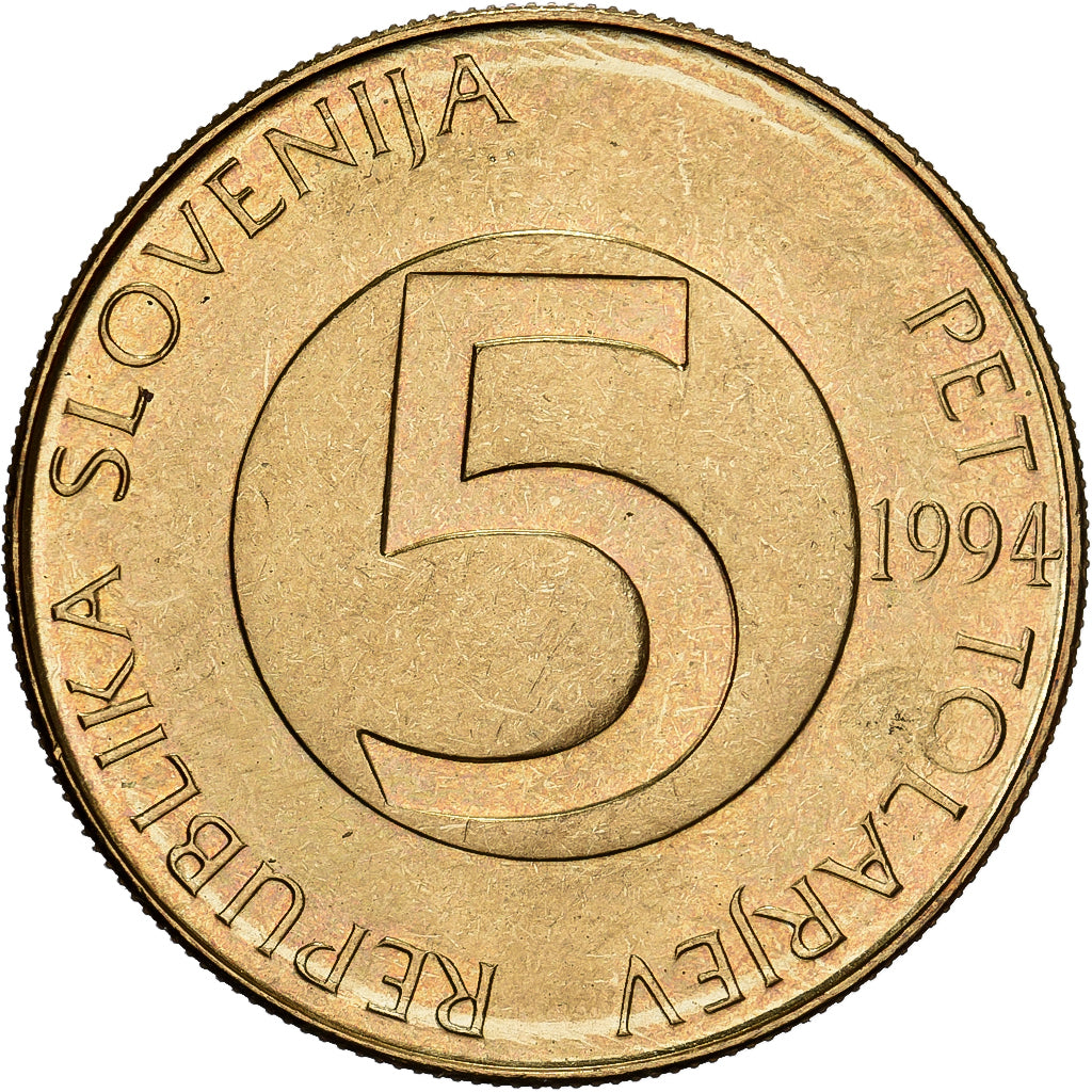 Slovenia, 5 Tolarjev, 1994, Nichel-ottone, FDC, KM:6